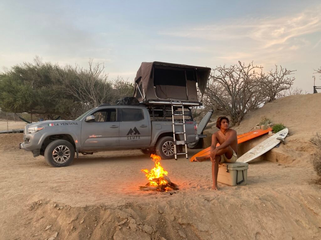 RV campsite with ocean views at ALAIA Surf Lodge, beachfront camping in East Cape Baja California