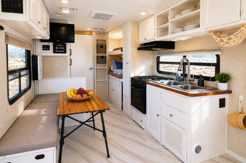 Kitchen in The Hideout camper