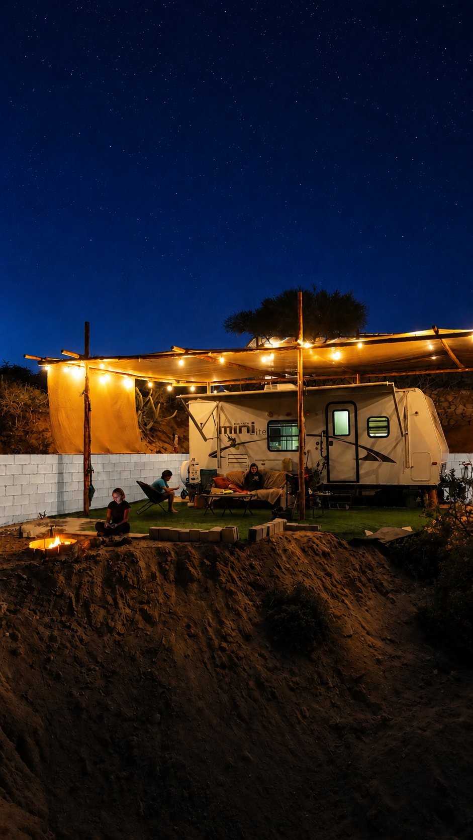 The Hideout camper and its private patio